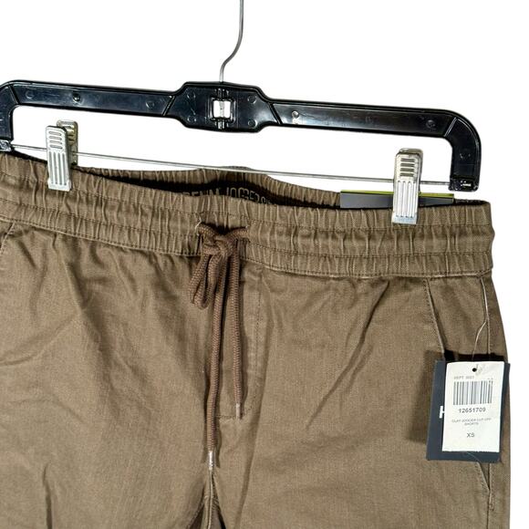 Hot Topic NWT Men's XS HT Denim Brown Jogger Shorts Drawstring Raw Hem Comfort - Picture 4 of 12